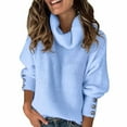 thumbnail image 2 of BONIXOOM Sweaters For Women Trendy Skinny Sweater Pullover Work Turtleneck Fall Sweater Sky Blue 3XL(US:14), 2 of 3