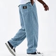 thumbnail image 2 of Men's Corduroy Pants Ribbed Texture Straight Leg Retro Streetwear Casual, 2 of 9