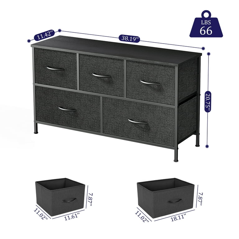 EDX 5 Drawer Dresser, Wide Chest Of Drawers Nightstand EDX 5 Drawer Dresser, Wide Chest Of Drawers Nightstand
