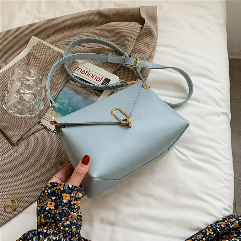 Cocopeaunts Trendy Blue Shoulder Bags for Women Luxury PU Leather Crossbody Bag Small Flap Messenger Bag Ladies Casual Designer Handbags Sac, Adult