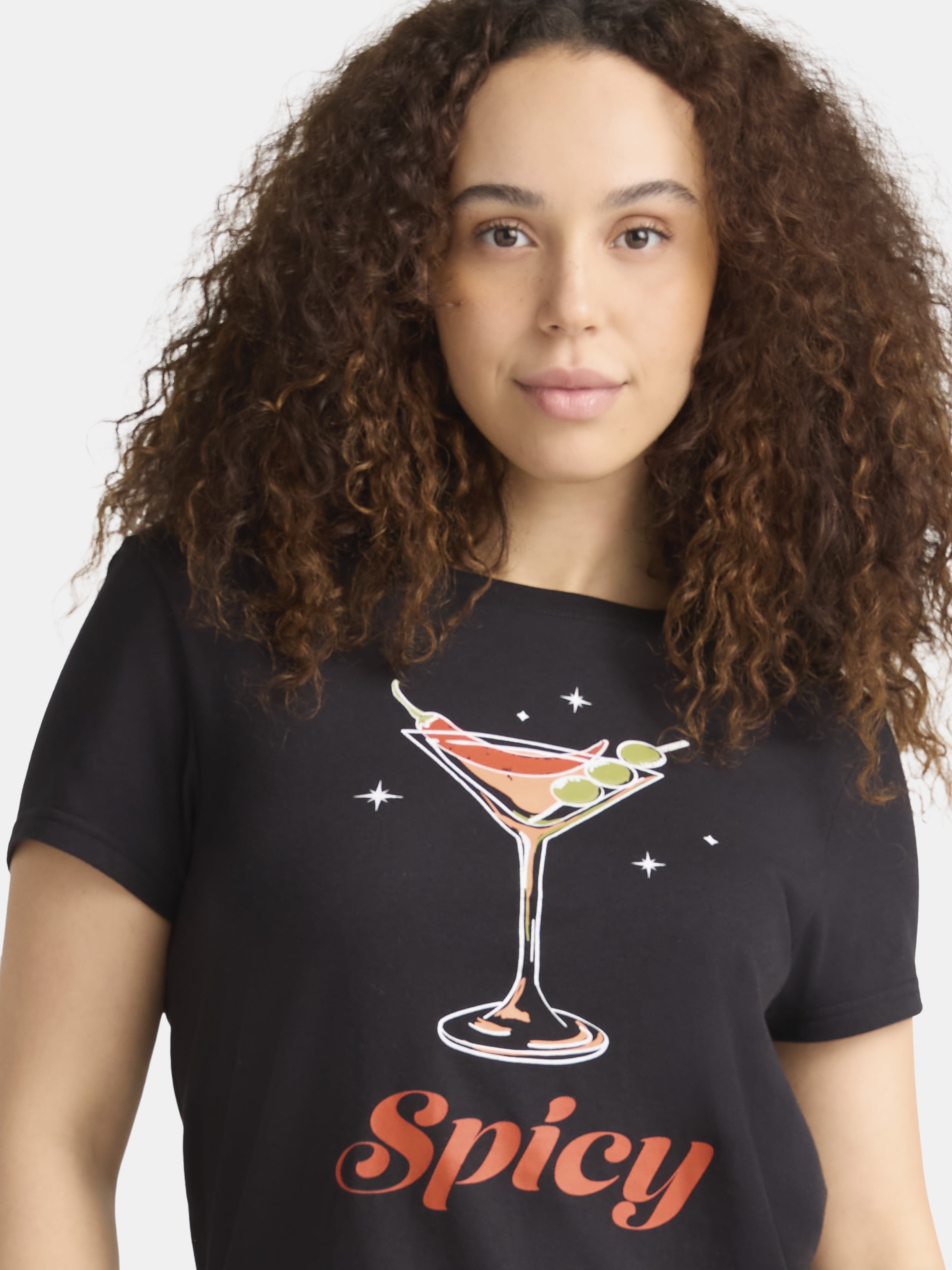 Cactus and Pearl Women's Spicy Graphic Tee, Sizes XXS-2XL