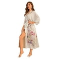 thumbnail image 6 of AMITOFO Women's Lightweight Floral Satin Kimono Robe Long Silky Bathrobe, Pink, 6 of 11