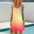 thumbnail image 2 of safuny Women's Trendy Mini Loose Sundress Tie Dye Print Sleeveless Round Neck Dress Elegant Beach Leisure Retro Holiday Clothing Fashion Summer Multi-color M, 2 of 6