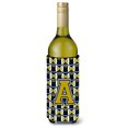 thumbnail image 1 of Letra A Fútbol Azul Y Oro Botella De Vino Bebida Aislador Hugger Cj1074-Aliterk, 1 of 1