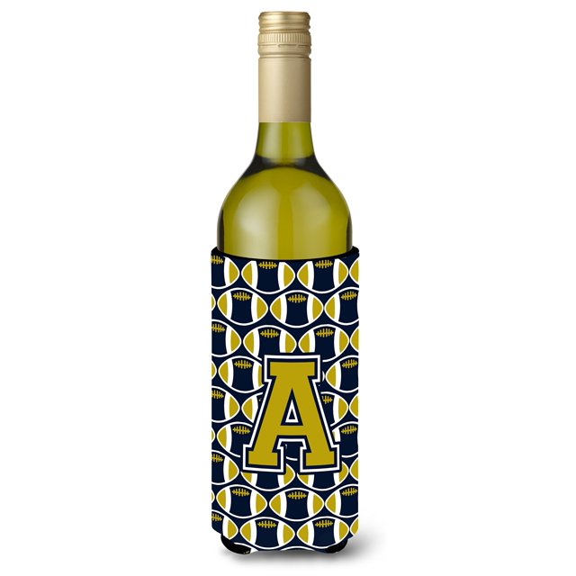 Letra A Fútbol Azul Y Oro Botella De Vino Bebida Aislador Hugger Cj1074-Aliterk