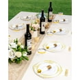 thumbnail image 3 of Goodluck 350PCS Gold Plastic Plates for 50 Guests, Disposable Dinnerware Sets Include 100 Gold Rim Plastic Plates, 50 Silverwares, 50 Cups, and 50 Pre Rolled Napkins for Party, Wedding, Graduation, 3 of 7