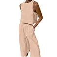 thumbnail image 2 of Fankiway Ensemble de Vêtements d'Entraînement pour Femmes Été Décontracté Sans Manches Col Rond en Coton et Lin, 2 of 6
