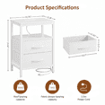 thumbnail image 5 of LIFERECORD Night Stand with 2 Fabric Drawers, Nightstand with Charging Station, End Tables with Storage Shelf for Small Spaces, Bedside Table Side Tables for Bedroom, White, 5 of 7