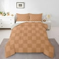thumbnail image 3 of Homewish Cartoon Square Adult Queen Comforter Set, Stripes Abstract Ombre Bedding Sets, Brown Buffalo Plaid Reversible Bedding Comforter Set, Luxury Bedroom Decor, 3 Pieces, 3 of 8