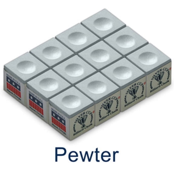 Silver Cup Pewter Billiard Chalk 12 Pack