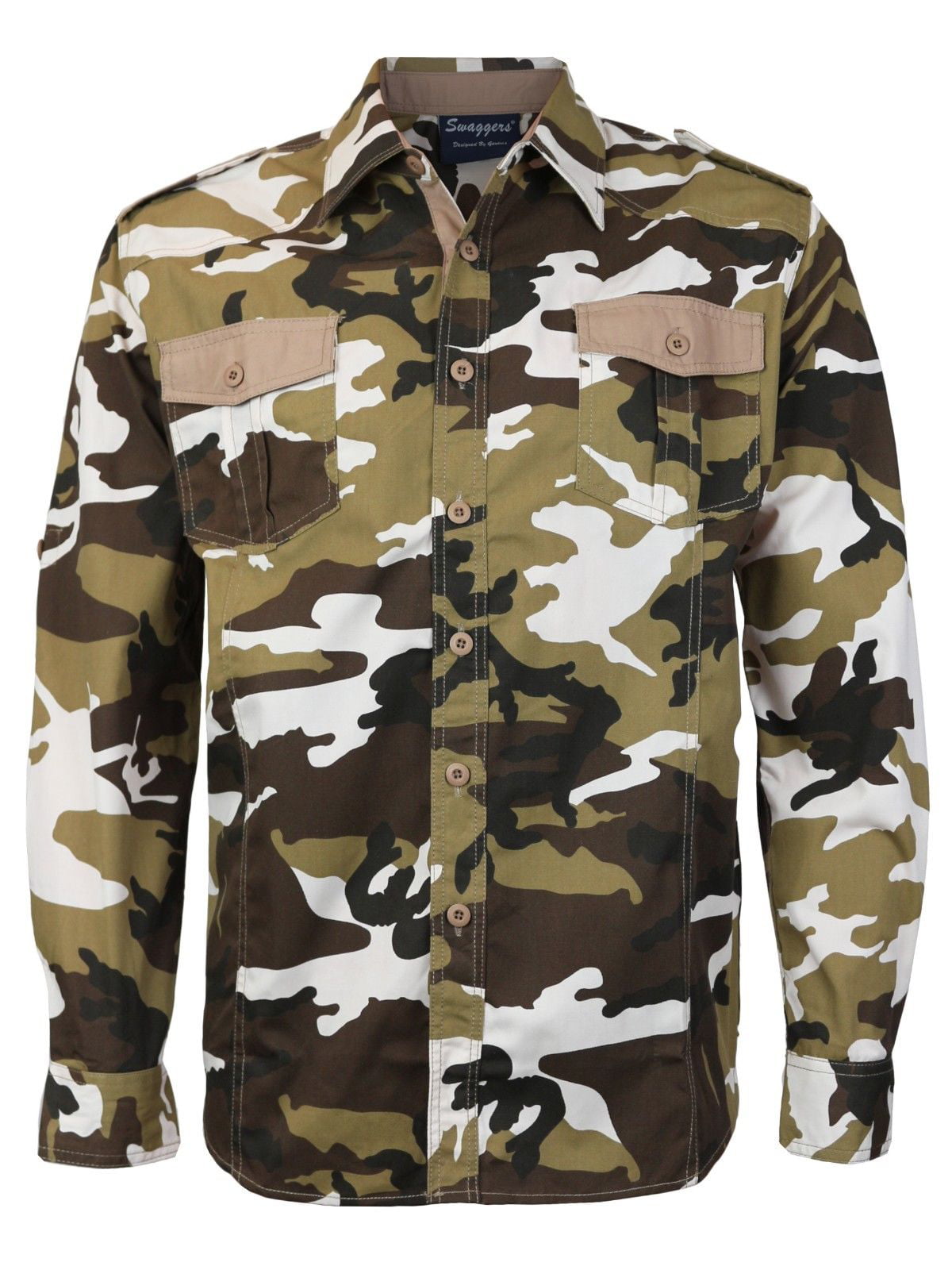 Mens Shirt Lapel Long Sleeve Camouflage Printing Casual Front Button Business Party Popular