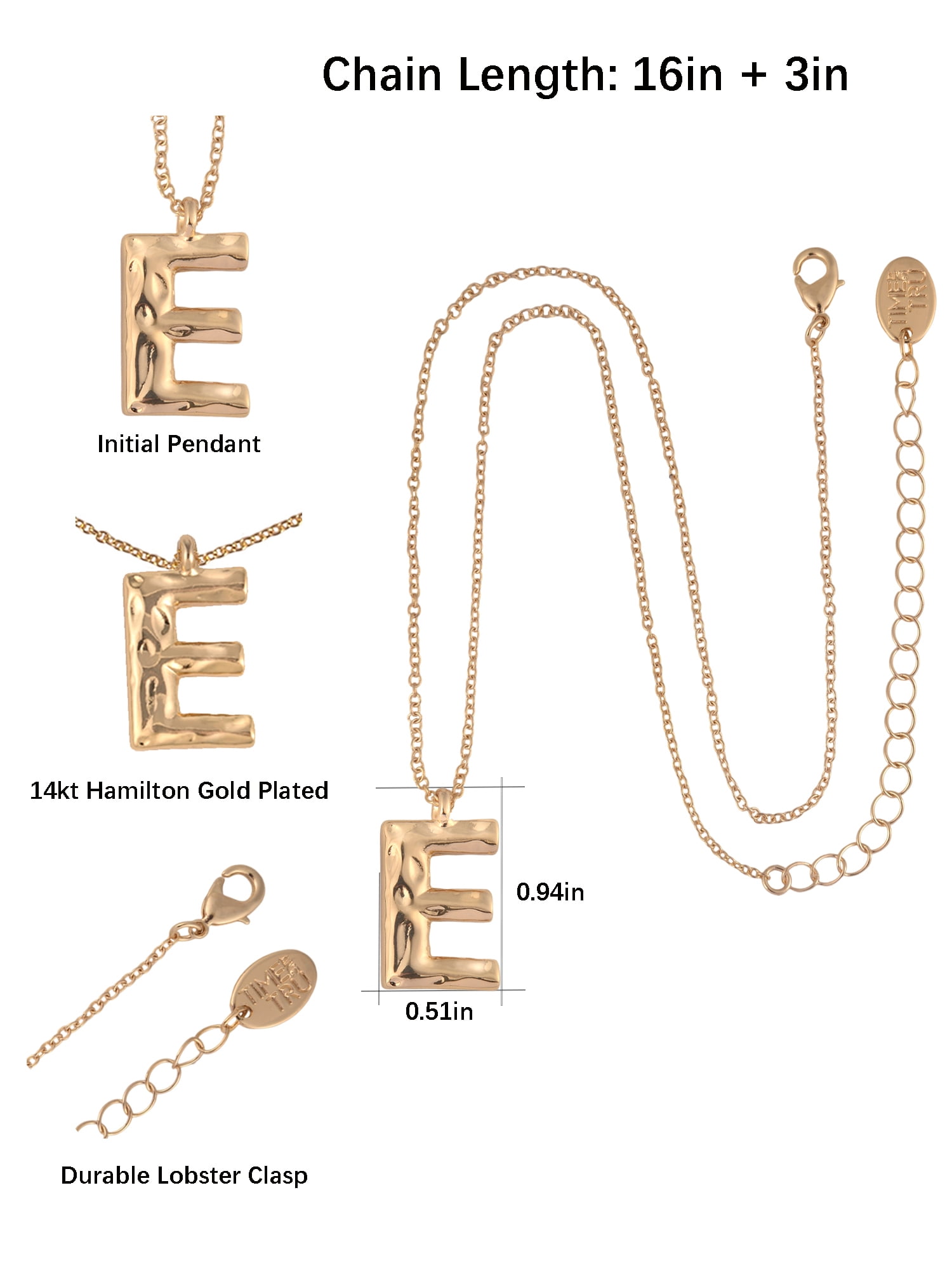 Time and Tru Goldtone Hammered Initial "E" Pendant Necklace