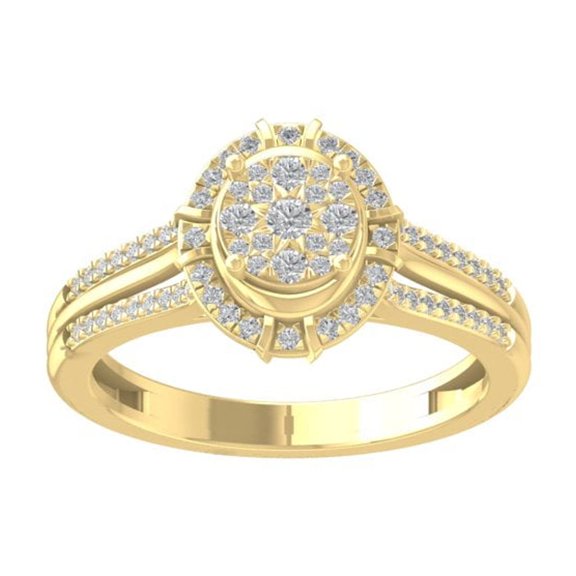 Araiya Fine Jewelry 10K Yellow Gold Round-shape Lab Grown Diamond Cluster Engagement Ring ( 1/3 cttw, D-F Color, VS Clarity) Size 7.5