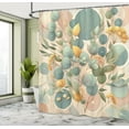 thumbnail image 4 of Ambesonne Eucalyptus Leaves Shower Curtain, Pastel Art Deco, 69"Wx84"L, Peach Green and Pale Orange, 4 of 4