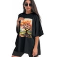thumbnail image 3 of Plus Size Shirt for Women Black Tops for Women Short Sleeves Shirt for Women Colorful Tree3 T Shirt Crewneck Shirt for Women 4XL, 3 of 5