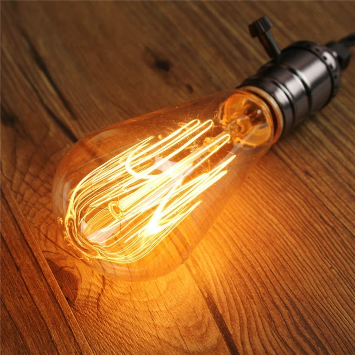 RGHJAR-E26 40W Edison Bulbs, ST64 Vintage Incandescent Light Bulbs, 2700K Warm Dimmable, Squirrel Cage Filament Bulb for Table Lamp Home Antique Decorative, 4 Pack