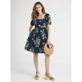 thumbnail image 2 of Time and Tru Women's Puff Sleeve Mini Dress, Sizes XS-XXXL, 2 of 5