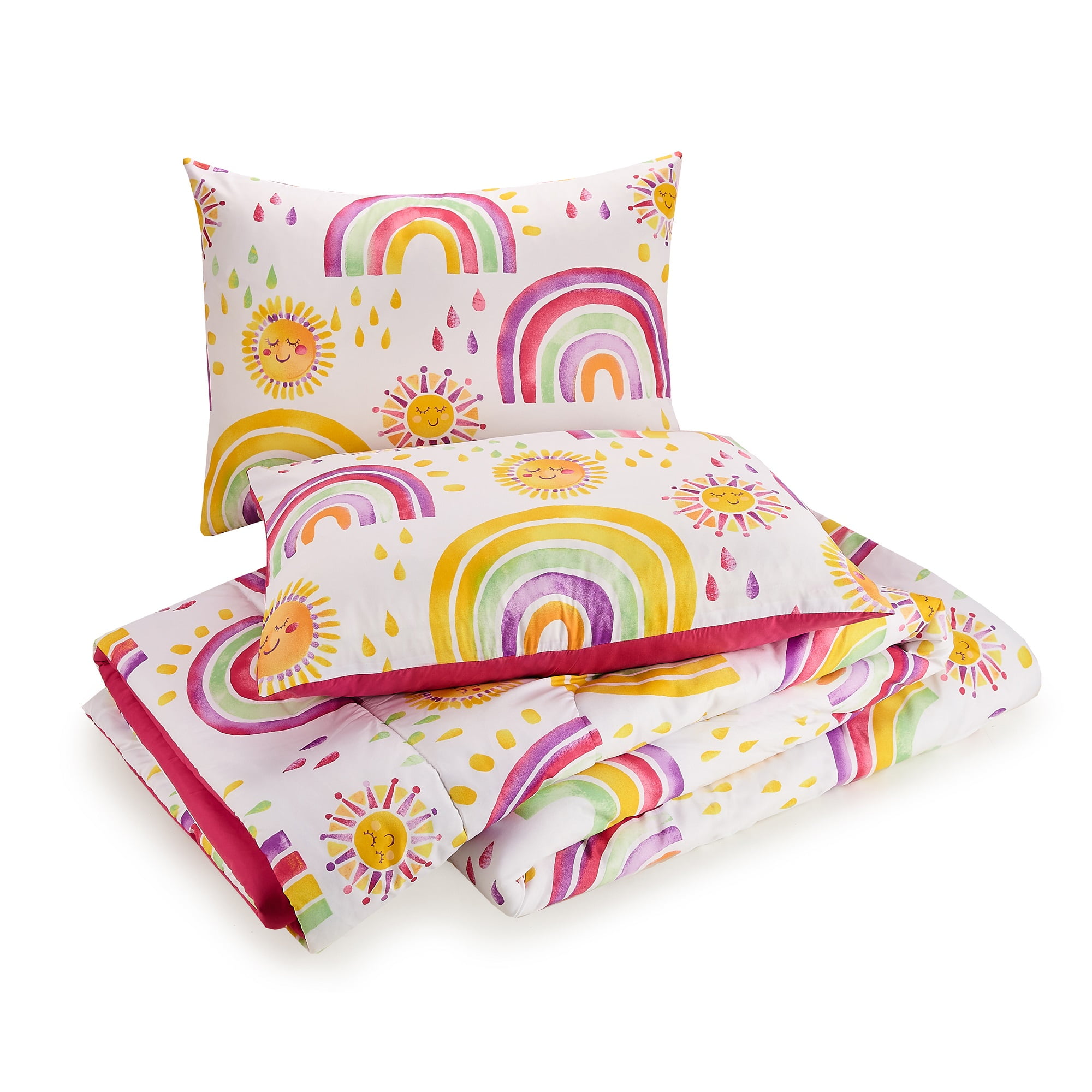 Urban Playground Kids and Teens Rainbows and Suns Pink 2-Piece Comforter Set, Twin/Twin XL