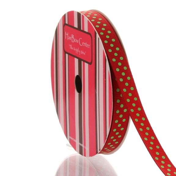 3/8" Red/Green Swiss Dot Grosgrain Ribbon 5 Yard