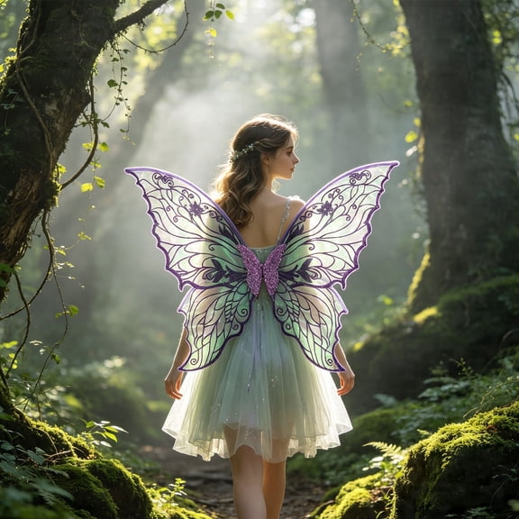 Halloween Fairy Wings, Simulated Butterfly Wings Halloween Masquerade Costume Accessory for Halloween Party Cosplay, Multiple Colors Available