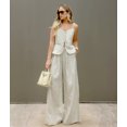 thumbnail image 3 of Women's Halter Vest and Wide Leg Pants Set, Tie Front Sleeveless Two Piece Outfit, 3 of 10
