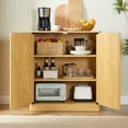 thumbnail image 3 of Hommoo 31.5" Modern Wooden Wavy Buffet Sideboard Accent Storage Cabinet, Curved Contour Design Sideboard Buffet Cabinet,Natural, 3 of 7