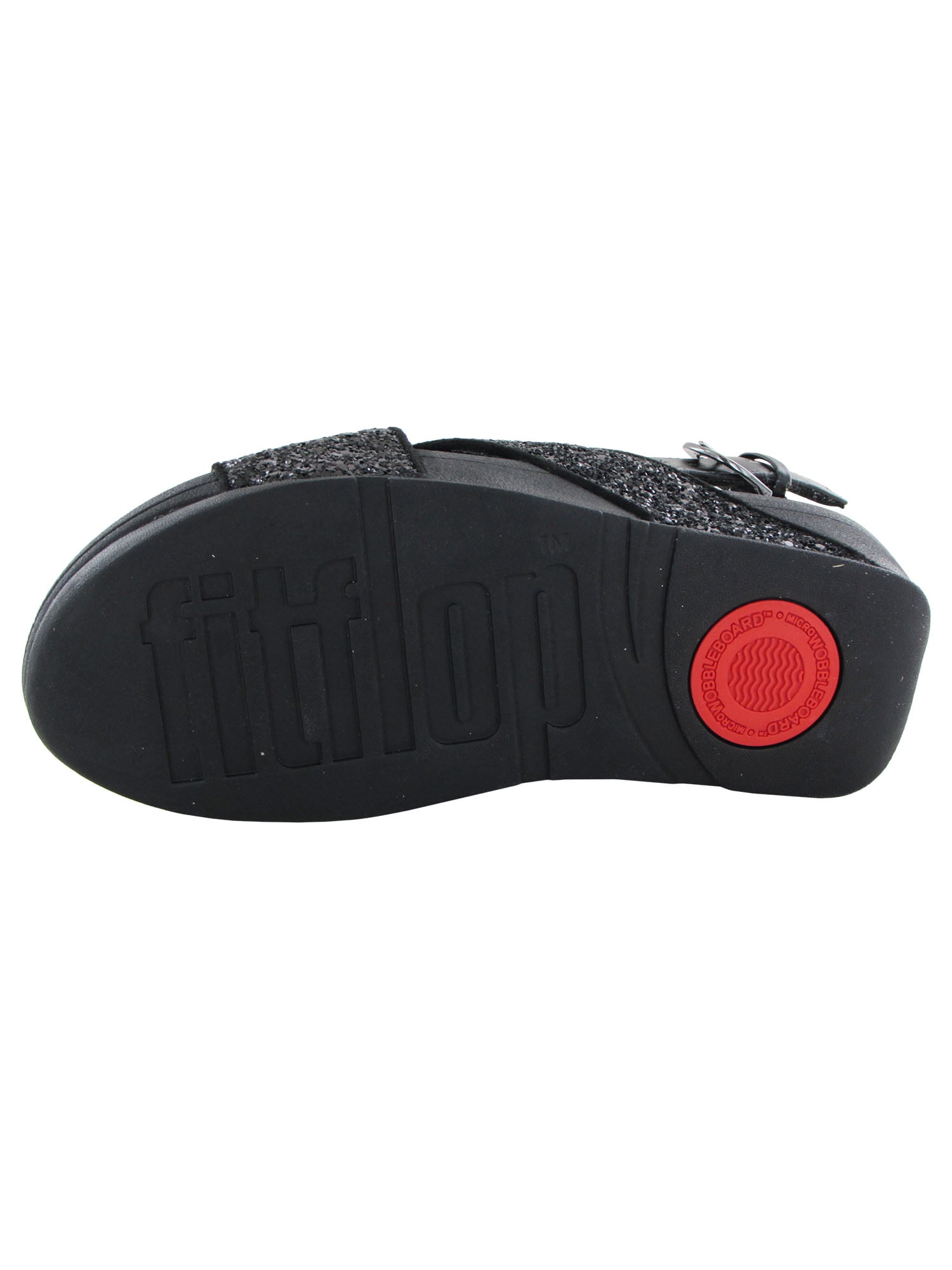 Fitflop Womens Lulu Glitter Back Strap Sandal Shoes, Black Glitter