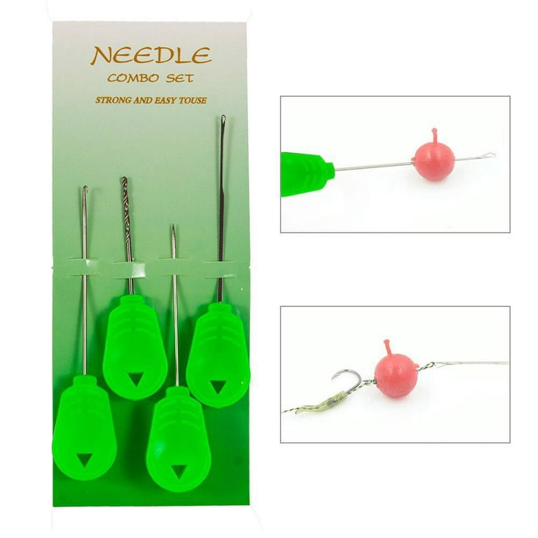 MeterMall 4pcs Fishing Bait Drill Crochet Needle Threader With Handle  Pill-shaped Bead Bait Needle Fishing Accessories