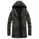 thumbnail image 3 of Chaqueta militar cortavientos con capucha, informal, nueva, de invierno 2024, cálida, estilo universitario, para hombre, chaquetas tipo parka, abrigo grueso de algodón lavado para hombre, 3 of 5