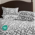 thumbnail image 4 of Chezmoi Collection Oversized Bedspread 138x122, Jacquard Matelasse Floral Damask Design, 5-Piece Lightweight Reversible Microfiber Coverlet Set Textured Dot Border, Alaskan King, Dark Gray/White, 4 of 9