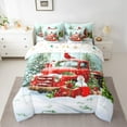 thumbnail image 2 of Feelyou Christmas Truck Bedding Comforter Set 7pcs, Kawaii Snowman Birds King Bedding Sets, Xmas Tree Gifts Reversible Bed Sheets, Microfiber Bedroom Decor, 2 of 7