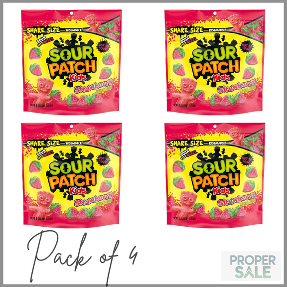 SOUR PATCH KIDS Strawberry Soft & Chewy Candy, Share Size, 12 oz ( PACK OF 4 )