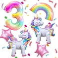 thumbnail image 1 of Set de globos DANIUBE unicornio arcoíris número 3 estrella, 1 of 5