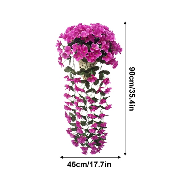 Bigersell Artificial Hanging Flowers, Fake Flower Plants Basket for Outdoor, Plastic Fabric Simulation Faux Flower for Decoration Garden Porch Patio Home Decor B