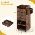 thumbnail image 3 of Costway Paper Storage Cart, Rolling Gift Wrap Station with 3 Drawers & Adjustable Shelf Rustic Brown, 3 of 11