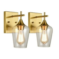 Claxy Gold Wall Sconce with Clear Glass Shade Set of 2