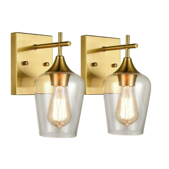 Claxy Gold Wall Sconce with Clear Glass Shade Set of 2