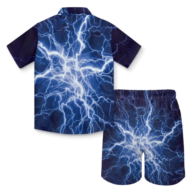 Uourmeti Lightning Boy's Shorts Sets Kid Aloha Shirts and Swim