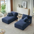 thumbnail image 3 of Miniyam 2pc Blue Compressible Chaise Lounge with Cupholders - No Assembly Required, Fluffy Modern Sleeper Loveseat for Indoor Living Room Bedroom, 3 of 11