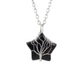 thumbnail image 1 of Xiao Hua Collar con colgante de árbol de la vida para hombre y mujer, joyería hecha a mano, piedra natural cruda, estrella de cinco puntas, línea sinuosa (negro), 1 of 5