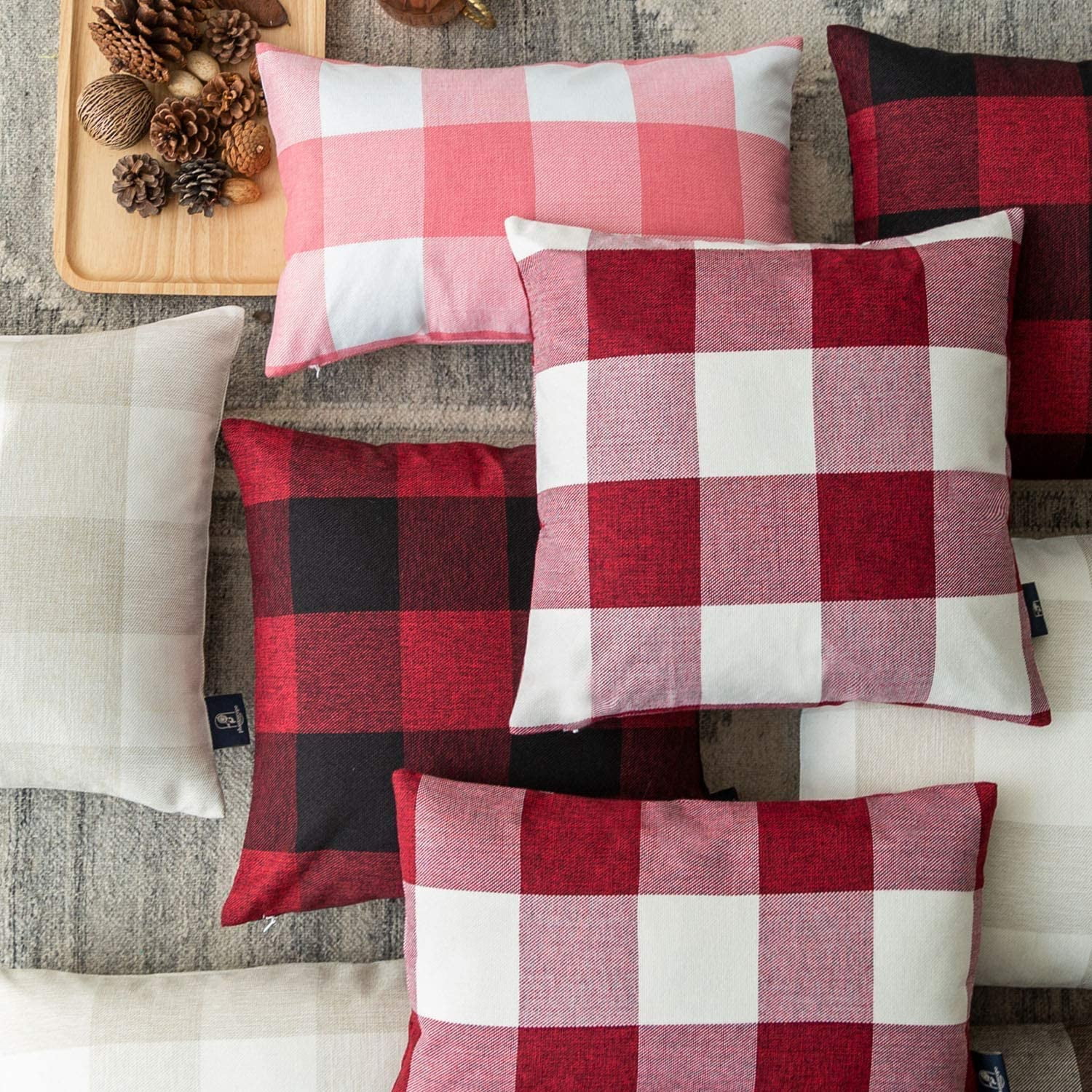 Pink buffalo check pillow sale