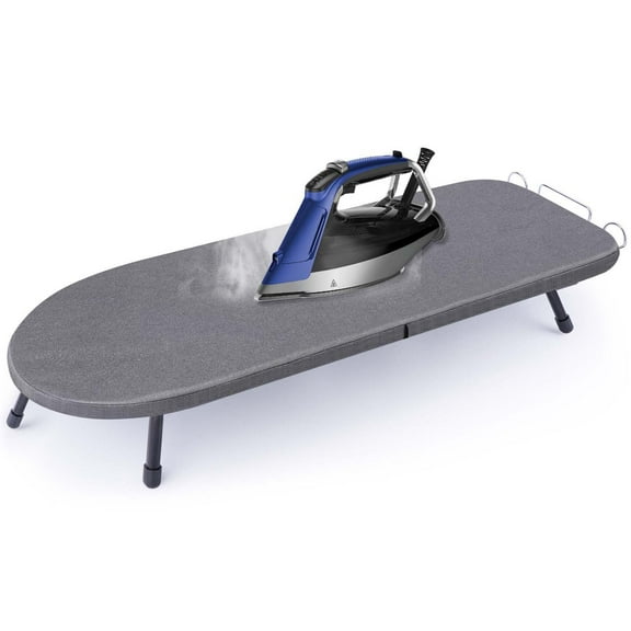 Tabletop Ironing Board with Iron Rest, Mini Ironing Board with Heat Resistant Cover, Portable Small Iron Board Foldable for Dorms, Apartment and Travel, 32"x12'', Black