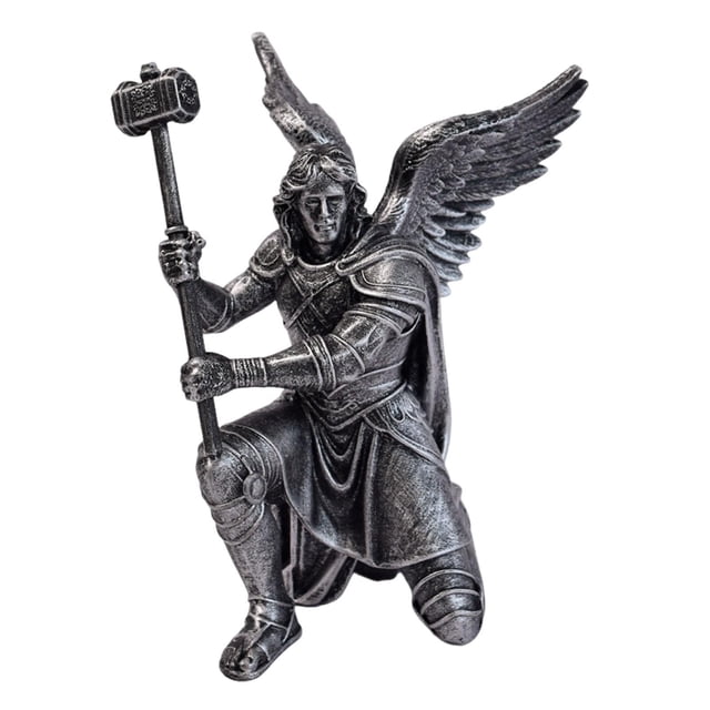 Figura práctica de ángel guerrero para vitrina o escritorio. Plata C