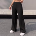 thumbnail image 2 of Lenpel Womens Casual Sweater Pants Fall Elastic High Waisted Knitted Trousers Plain Straight Leg Warm Pants with Pockets(Black,Small), 2 of 5
