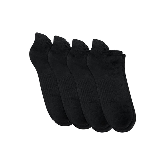 Hanes Moves Men's No-Show Socks Pack, 4-Pair , 360 Stretch, Lightweight, Moisture Wicking Black 6-12
