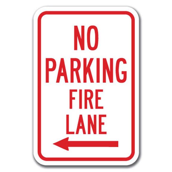 SignMission A-1218 Fire Lane - No PK Fire L left 12 x 18 in. No Parking Fire Lane with Left Arrow Heavy Gauge Aluminum Sign