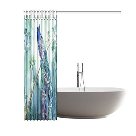 Gckg Paradise Garden Shower Curtain Elegant Peacock Polyester