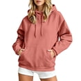 thumbnail image 5 of CQONEPT Womens Hoodie Fleece Sweatshirts Long Sleeve Pullover with Pocket Hooded Neck Sweatshirt Drawstring Pullover Tops Winter Clothes Pink XL, 5 of 7
