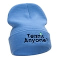 thumbnail image 4 of Want To Play Tennis Question Embroidered Long Knitted Beanie - Sky Blue OSFM, 4 of 5