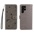 thumbnail image 2 of SaniMore for Samsung Galaxy S23 Ultra 6.8" 2023 Case, PU Leather Skin with Embossed Cat Flip Magnetic Cover Card Slots Kickstand Detachable Lanyard Full Around Wallet Case For Galaxy S23 Ultra, Gray, 2 of 11